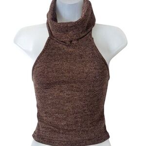 Brown Turtleneck Halter Sweater